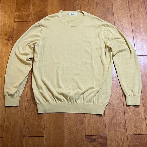 Lello Crewneck Sweater Size XXL Yellow 100% Organic Cotton Preppy Old Money - Picture 4 of 10